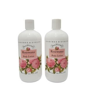 Crabtree & Evelyn Rosewater Body Lotion 16.9 Oz 500 mL Bottles Lot of 2